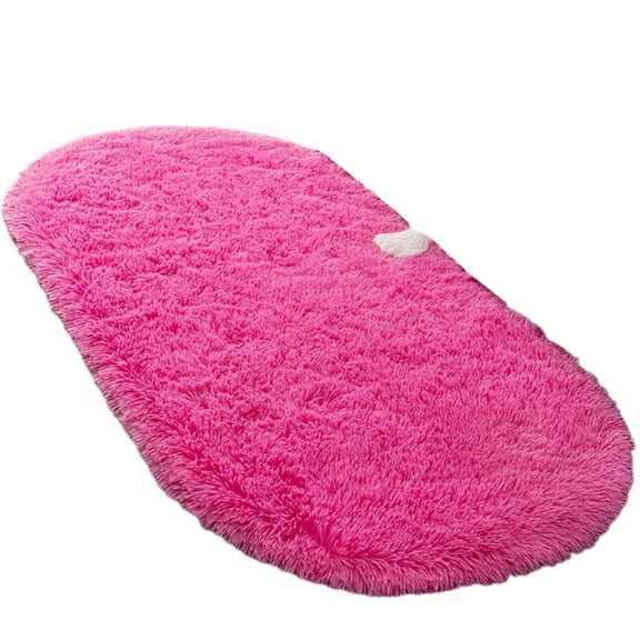 AUQ 2026 New Pink Bathroom Rugs Multicolor Silk Wool Blanket Pink Bath Mat Long Plush Design Sheepskin Rug for Bathroom Bedroom Vanity Pink