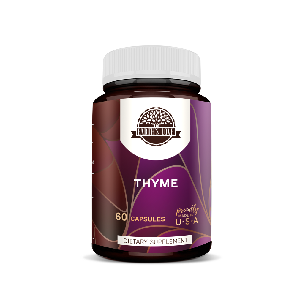Earth's Love Thyme 60 Capsules, 500 mg, Organic Thyme (Thymus Vulgaris