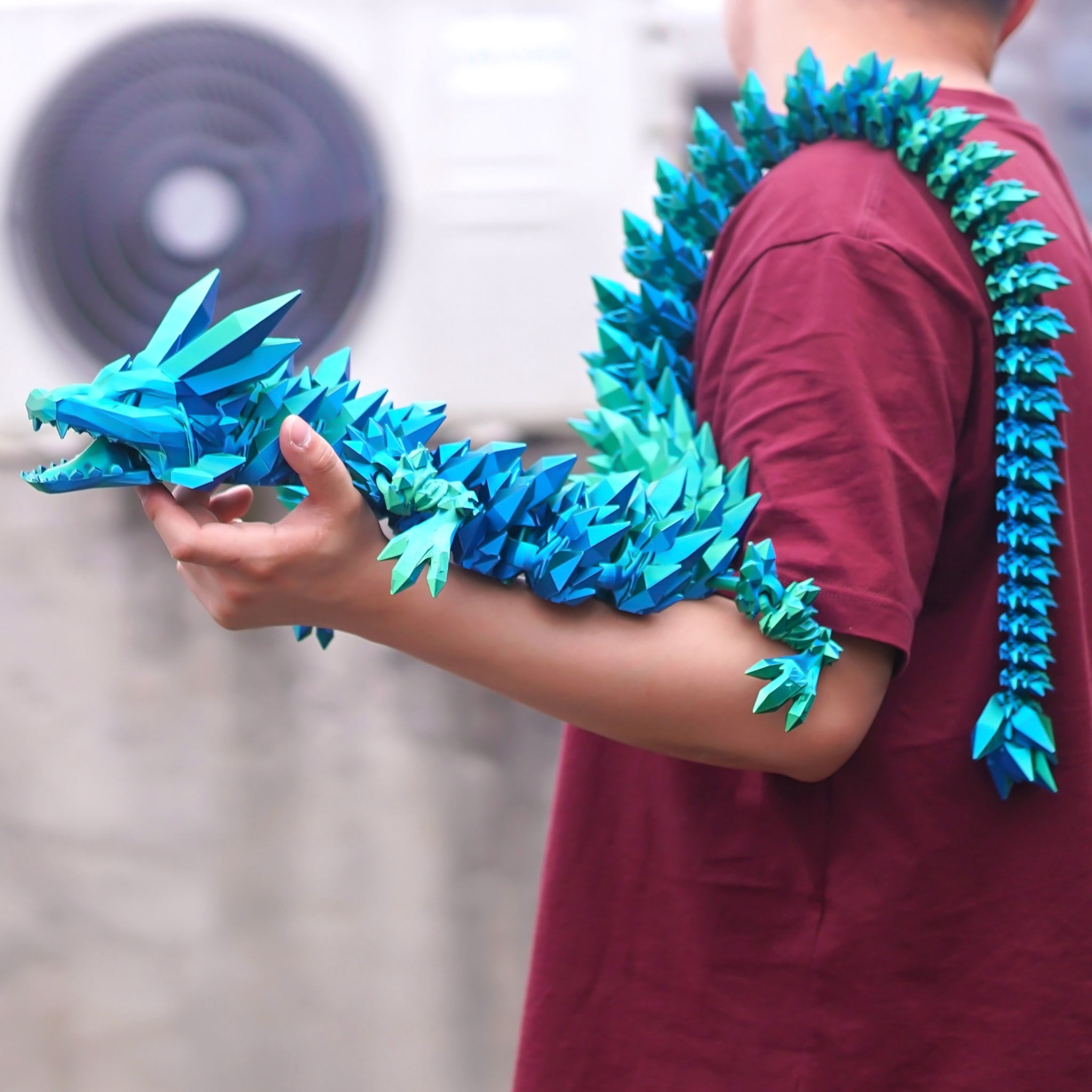 48.82inch 3D Printed Crystal Dragon,Flexible Joint Animal lacertid Figurines,Realistic Eyes, Home Office Decor,Fidget Toy for Adults Teens Boy Festival Gifts