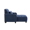 thumbnail image 5 of Modern Convertible Sofa Bed, Linen Upholstered Leisure Sofa with Adjustable Backrest and Wooden Legs, Comfy Accent Sofa with Pillow and Side Pocket, Daybed for Living Room, Bedroom, Balcony, Navy, 5 of 9