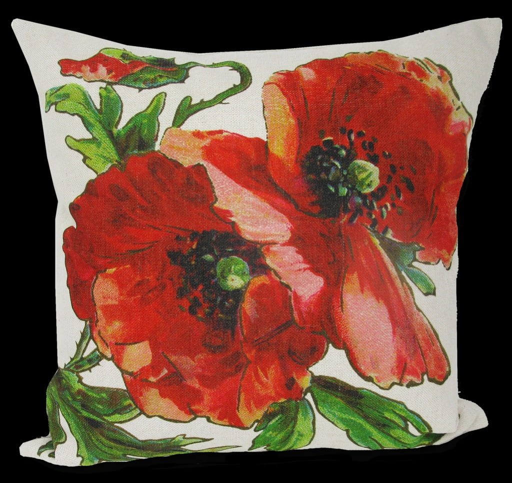 18” Vintage Poppy Pillow Cover