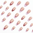 thumbnail image 4 of Punta francesa BMKKOT de Press on Nails en forma de corazón rosa con forma de corazón, 4 of 7