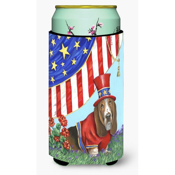 Carolines Treasures Basset Hound USA Tall Boy Hugger Tall Boy multicolor