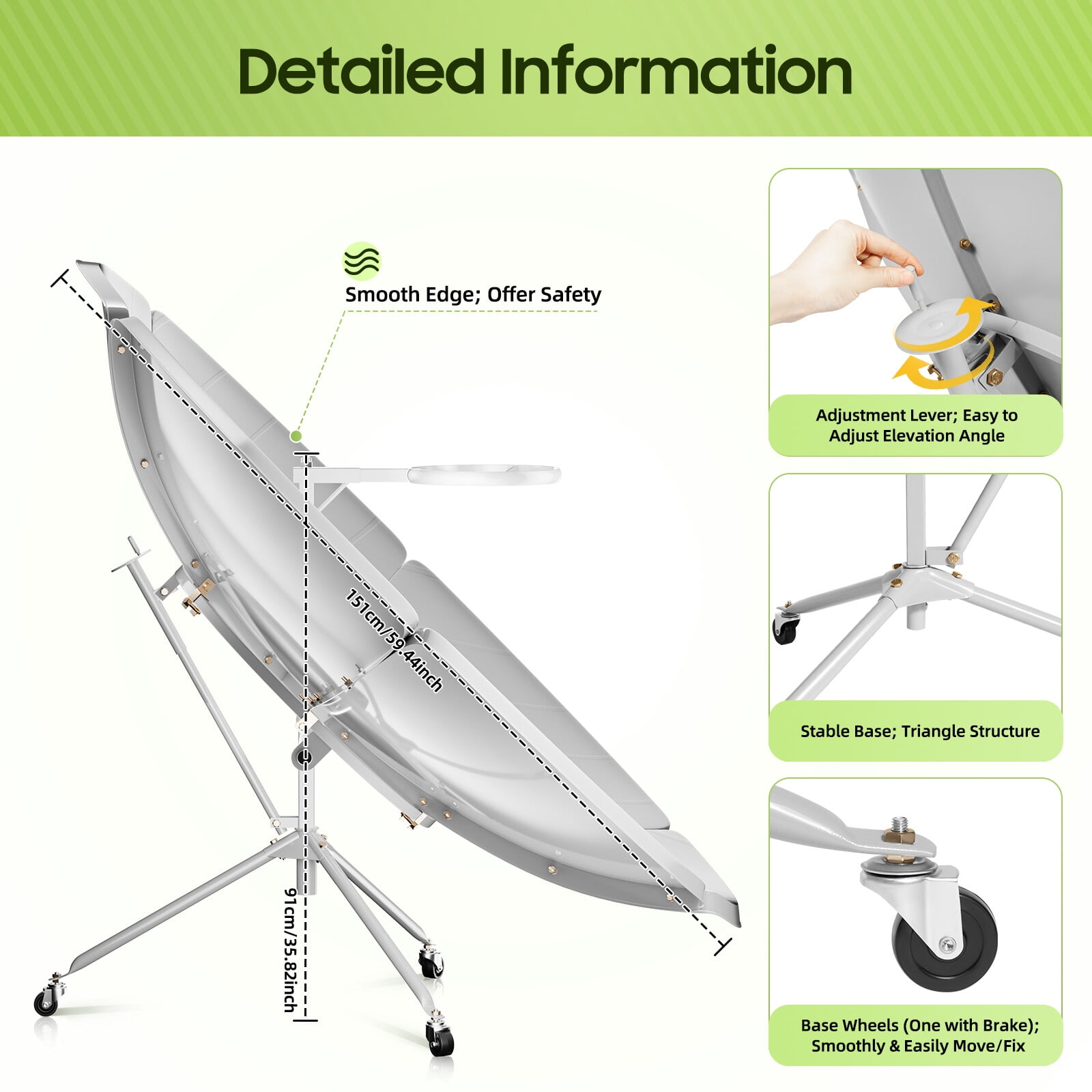 Multi Function Camping Outdoor Stove Portable Solar Oven Cooker 1.5m Diameter US