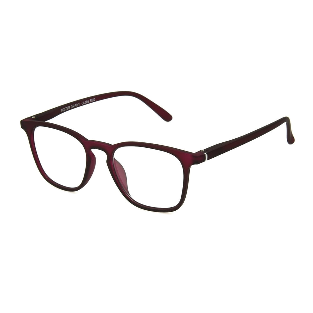 Foster Grant Square Blue Light Reader Eyeglass Burgundy 3.00 Diopter