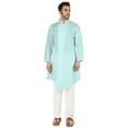 thumbnail image 2 of Atasi Casual Solid Long Sleeve Cotton Kurta For Indian Mens Mandarin Collar Irregular Hem Ethnic Shirt, 2 of 7