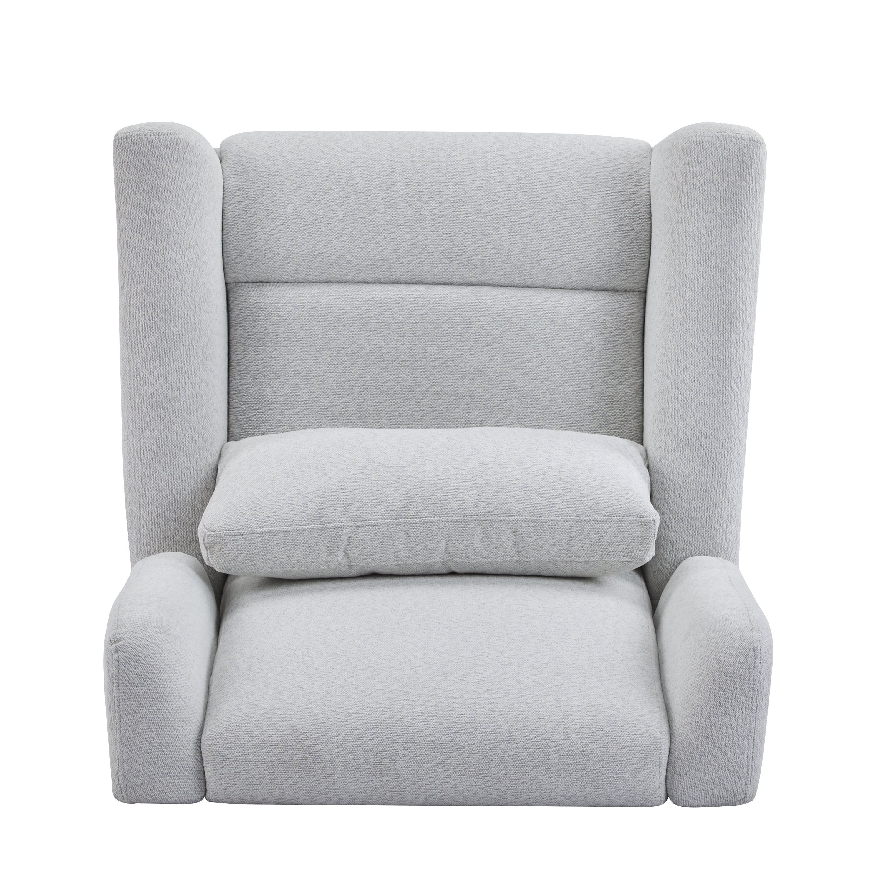 HOQBN Power Recliner Chair with 360° Swivel, 90°-165° Adjustable Backrest, Gold Base, Upholstered Swivel Chair for Home Office,Light Grey