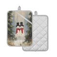 thumbnail image 2 of 2 Pack Pot Holders for Kitchen Heat Resistant Hot Pads Sets for Cooking Baking Moody Snowman Couple, 2 of 7