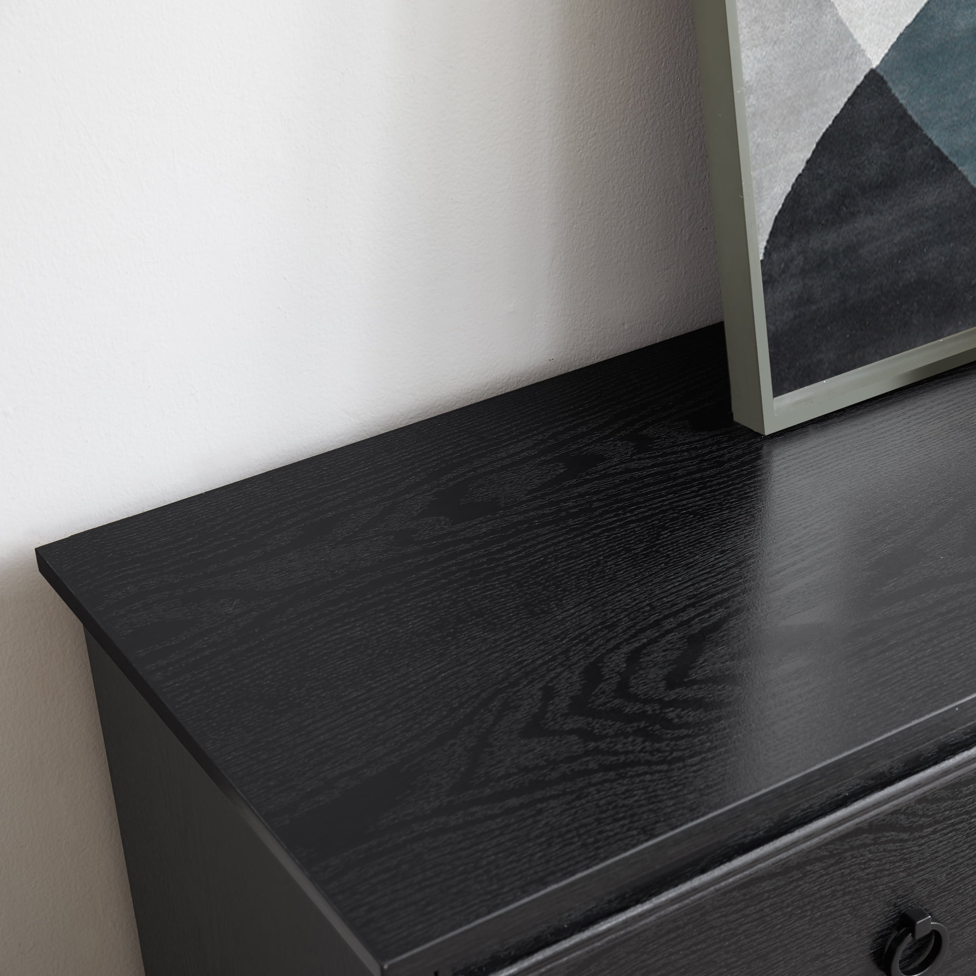 Leumius Modern Farmhouse 6 Drawer Dresser,Wooden Chest of Drawers with 6 Storage Drawers for Bedroom,Black