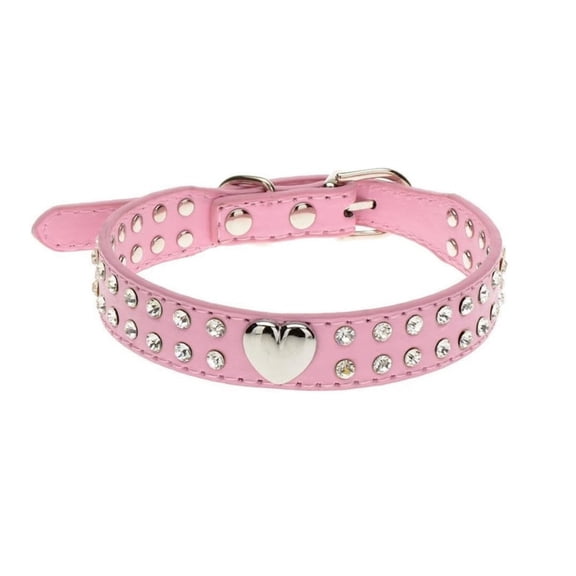 Cute Double Row Rhinestone Dog Collar Sparkling Heart Crystal Bling Glitter Diamond Elegant Jewel Pet Collar Stylish Fashion Collar For Small Medium Female Dogs Cats