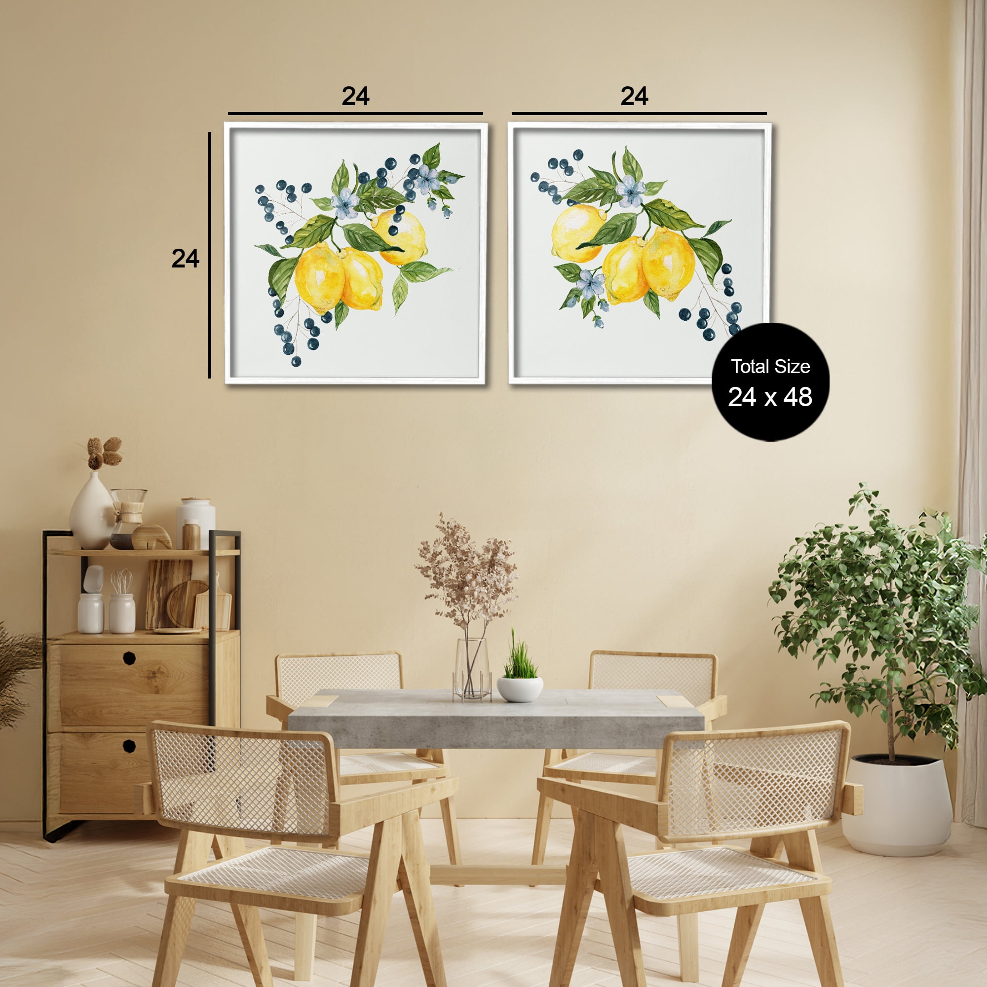 Stupell Industries Citrus & Berries Cluster 2 Piece White Framed Giclee Art Set, design by Livi Finn