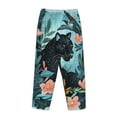 thumbnail image 5 of Daiia Black Panther Floral Illustration Women's Sleep Pant with Pockets and Drawstring,Pajama Pants-Medium, 5 of 9