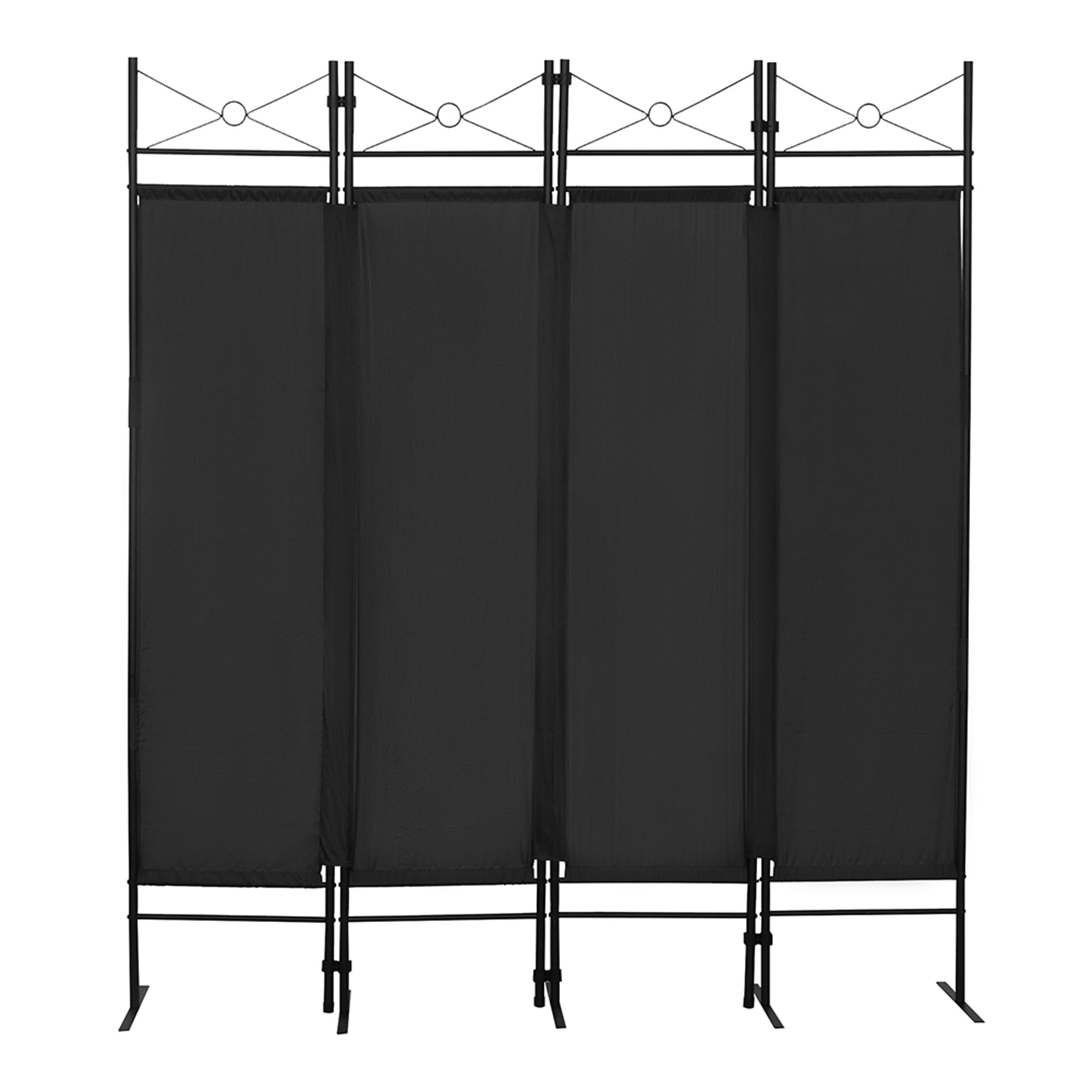 Kadyn 4-Panel Metal Folding Room Divider, 5.94Ft Freestanding Room Screen Partition Privacy Display for Bedroom, Black Kadyn 4-Panel Metal Folding Room Divider, 5.94Ft Freestanding Room Screen Partition Privacy Display for Bedroom, Black