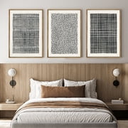 HPNIUB Geometric Line Framed Canvas Wall Art Modern Abstract Minimalist Painting Neutral Decor Set of 3 for Living Room Bedroom Office 24x36 Inch