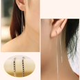 thumbnail image 3 of 1 Pair Women Girls Threader Dangle earrings Threader drop Earrings Wedding Jewelry Chain Bar Threader Drop Earrings, 3 of 9