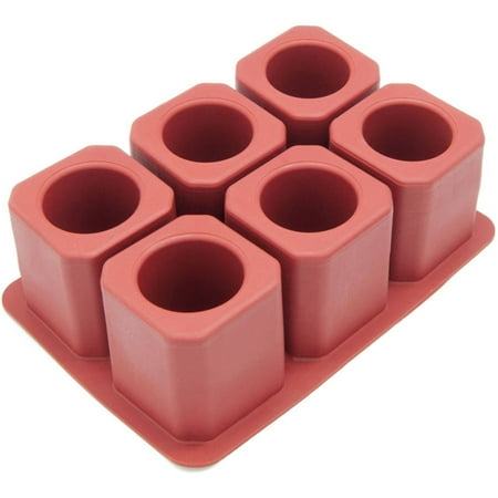 Freshware 6-Cavity Square Ice Shot Glass Silicone Mold, FI-107RD
