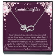 Granddaughter Infinity Heart Pendant Necklace Jewelry Gift from Grandma, Grandpa, Grandparents for Christmas Present, Birthday Gift, Valentine's Day, Stocking Stuffer, Girls, Teens, Tweens, Women