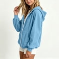 thumbnail image 6 of Girls Hooded Jacket Solid Color Zip Up Hooded Jacket Long Sleeve Ribbed Cuff Casual Outerwear Tops Daily Leisure Coat for Girls with Pockets, 6 of 9
