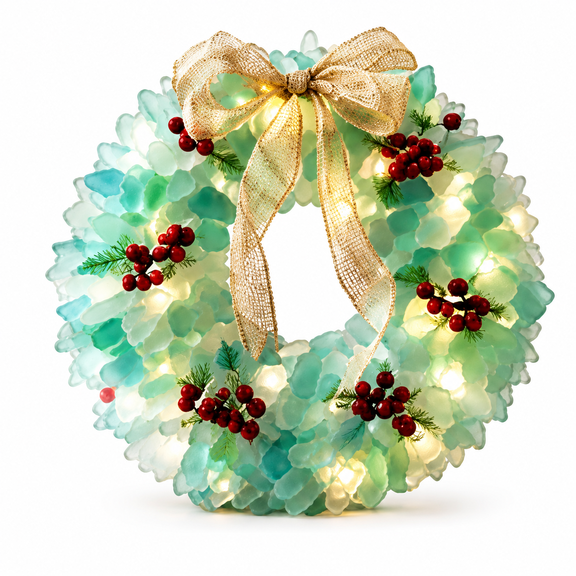 DIY Lighted Sea Glass Santa Christmas Decor Kit, DIY Christmas Ornament Lighting Craft Set for Adults Beginners, Warm LED Tabletop Decor, Handmade Holiday Gift, 6 Styles