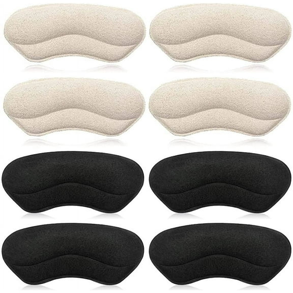 Heel Grips for Kids and Women, Self-Adhesive Heel Cushion Inserts for Girls and Boys Prevent Heel Slipping, Rubbing, Blisters, Foot Pain - 4pairs (Beige Black)