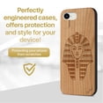 thumbnail image 2 of Case Yard Wooden Case Outside Soft TPU Silicone, Slim Fit Shockproof Wood Protective Phone Cover for Girls Boys Men and Women, Supports Wireless Charging Pharaoh Head Design case for iPhone-SE, 2 of 7