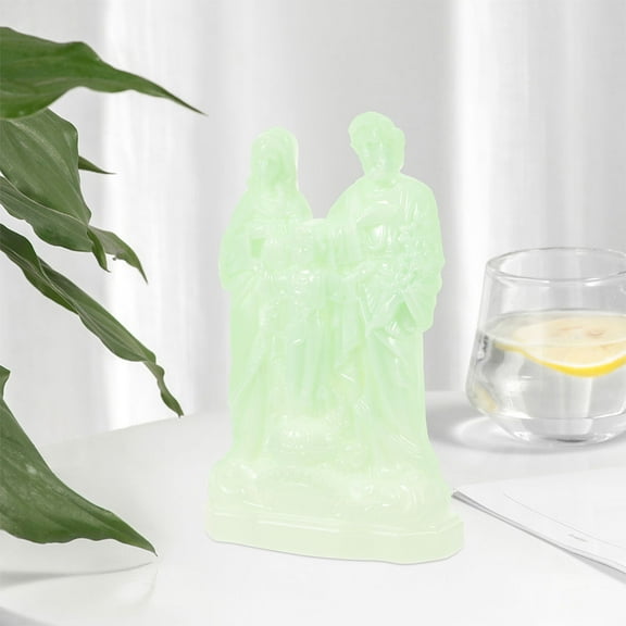 ELAYARD Jesus Statue Blessed Mother Statue Light Green Plastic 2Pcs Home Decor Family Ornament
