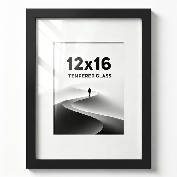 XIBUFE 12X16 Black Wooden Picture Frame,Tempered Glass | Fits 8.5X11 Certificates with Mat Or 12X16 without Mat,Black Backboard,Vertical Or Horizontal Wall Mount,Home Decor