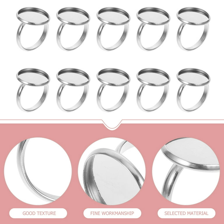 20Pcs Stainless Steel Ring Base Adjustable Ring Holder Jewelry