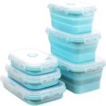 thumbnail image 1 of EIGTHTAIL Collapsible Silicone Food Storage Container Set of 3 with Lids | Stackable - Space Saving | Microwaveable | Freezer  Dishwasher Safe| BPA Free|Collapsible Leftover or Meal Prep, 1 of 7