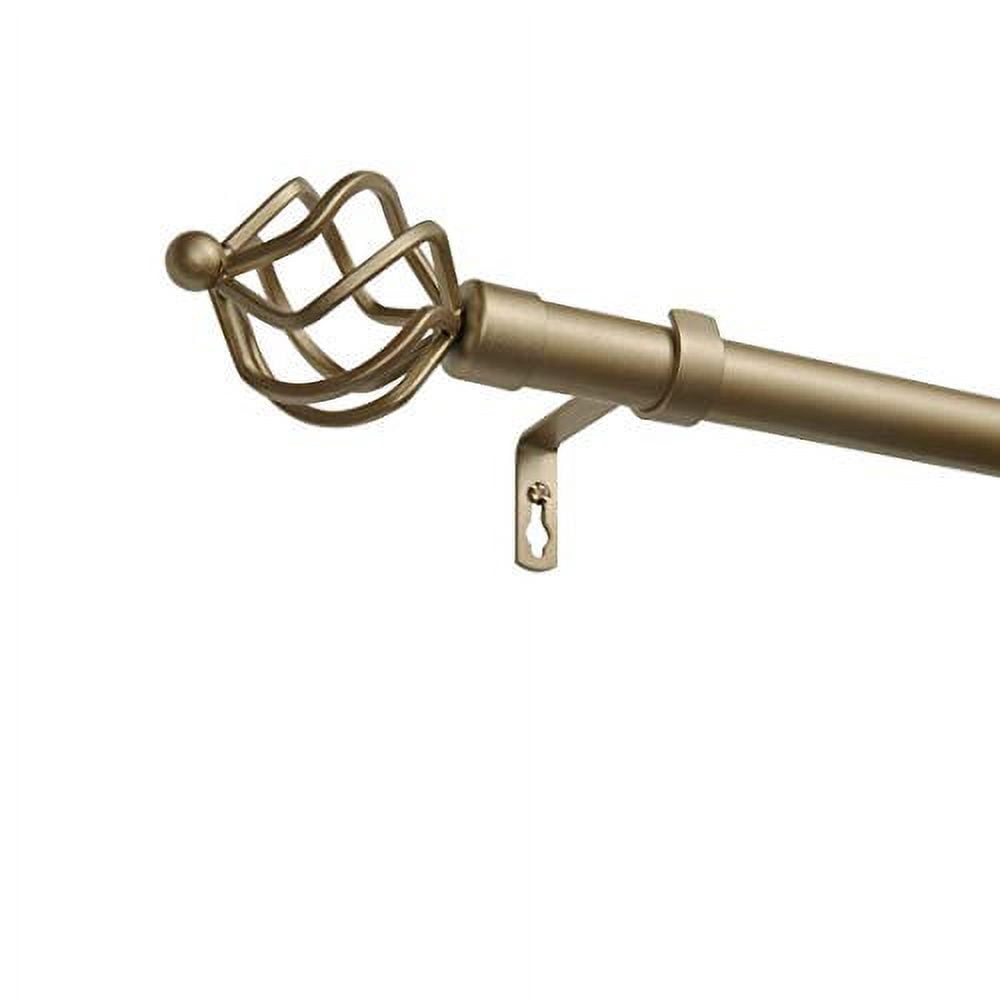 EXCLUSIVE HOME Torch 1" Curtain Rod and Coordinating Finial Set, Gold, Adjustable 36"-72"