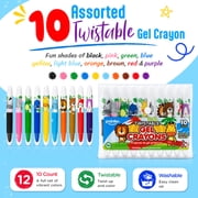 Pointer Twistable Gel Crayons, 10 Assorted Colors, Washable, Non-Toxic