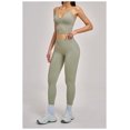 thumbnail image 4 of PISONIC 2 Piece Workout Sets for Women Cross Back V Neck Tank Top Matching High Waist Leggings Gym Sets, 4 of 5