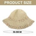 thumbnail image 2 of Sombrero de paja tejido de ala ancha de color transpirable con protección solar hueca de verano de 56-58 cm de circunferencia para mujer, 2 of 6