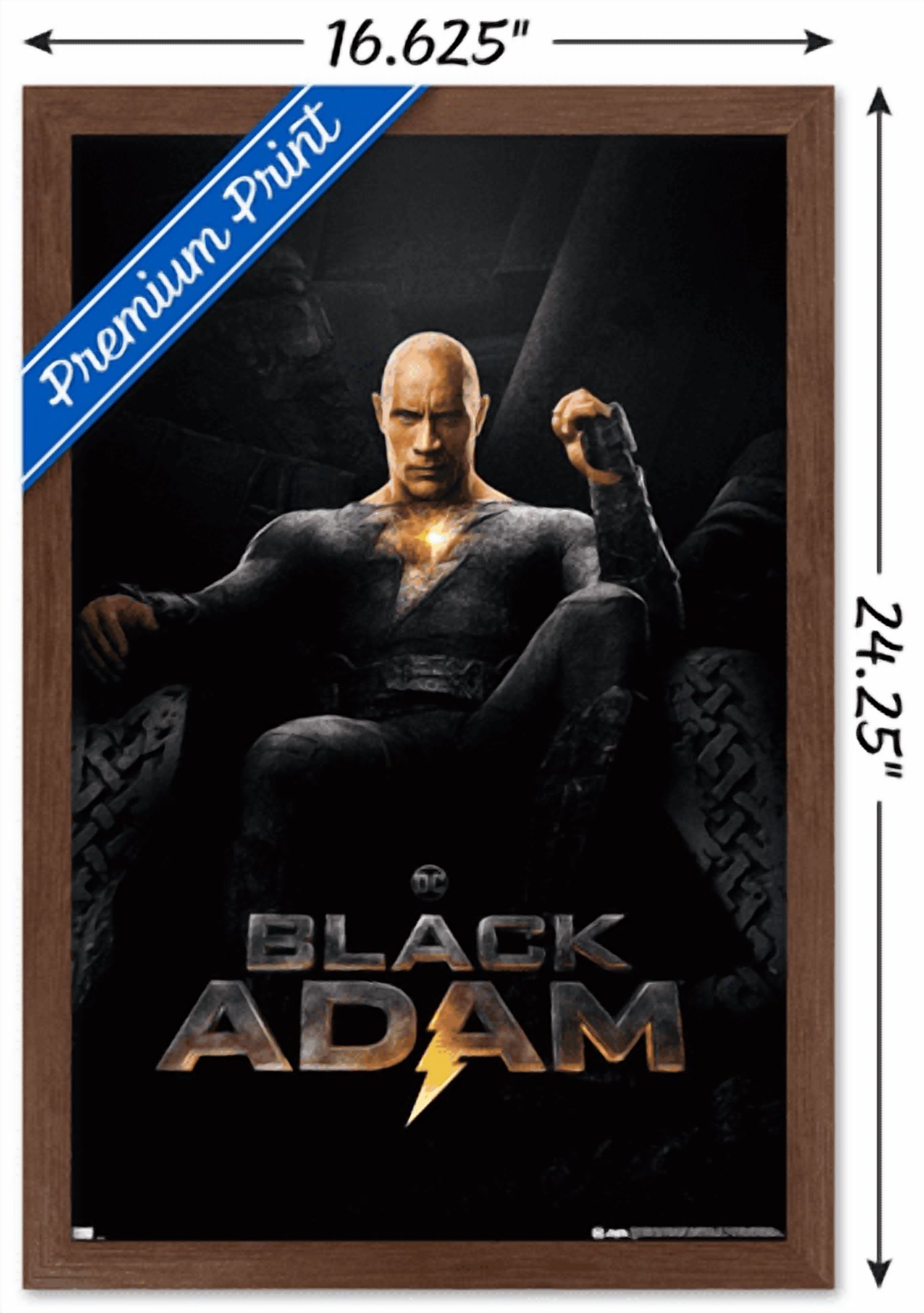 DC Comics Movie Black Adam - Throne One Sheet Wall Poster, 14.725" x 22.375" Framed