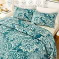 thumbnail image 7 of Whale Flotilla Reversible Paisley Quilt Set Queen Size, Lightweight Boho Printed Bedspreads Coverlets Quilts Bedding Set with 2 Pillow Shams for All Seasons, Turquoise, 7 of 7