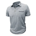 thumbnail image 6 of yoeyez Men's Big and Tall Polo Shirts Dressy Casual Business Work Tops Short Sleeve Collared Golf Shirt with Pocket Gray,XXXL, 6 of 7