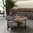 thumbnail image 5 of Versy Metal Wood Round Coffee Table,Black, 5 of 8