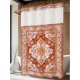 thumbnail image 4 of Orange Red Boho No Hook Shower Curtain Waterproof, Bathroom Curtains with Snap in Liners and See Through Top Window, Ethnic Geometric Middle Century Art Hotel Style Bathtub Curtains Shower 72"Wx96"L, 4 of 8
