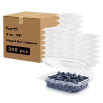 Karat 8oz PET Plastic Hinged Deli Container - 200 ct