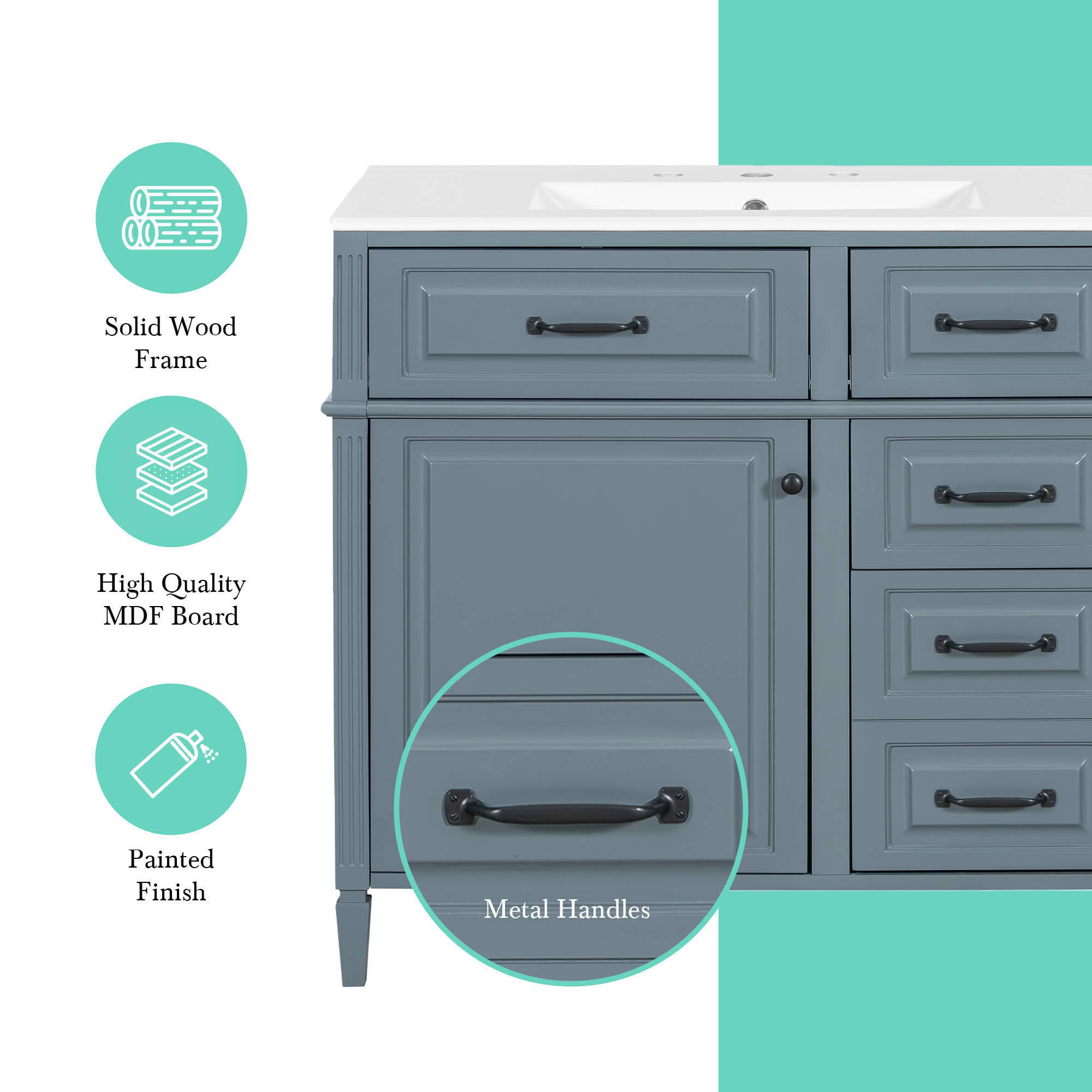 MAYEERTY 20" Bathroom Vanity with Sink Soft Closing Door Storage Rack Drawer Black