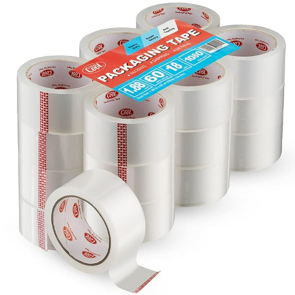 Simply Cool Clear Packing Tape Refill Rolls | Bulk 18 Pack of 60 Yards Per Roll | Heavy Duty Strong Industrial Packaging Tape Moving Sealing Boxes & Shipping | 1080 Yards Total 1.97mm Thick 1.88” Wide