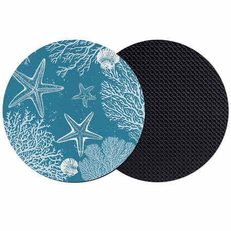 Blue Coastal Coasters Set of 2 Absorbent Coasters for Drinks Starfish Coral Summer Beach Ocean Coaster for Desk Coffee Table Protection Home Decor House Warming Gifts 4
