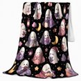 thumbnail image 2 of Spooky Ghost Autumn Nights Playful Magical Illustrative Storybook, Festive Halloween Scene, Warm Flannel Blanket for Home Library and Reading Nook, Art Lovers Halloween Gift, Artistic Home Decor, 2 of 9