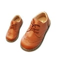 thumbnail image 3 of Wdgfv Toddler Boys Girls Black Dress Shoes Little Kid Oxford Shoes Wedding Church Dress Shoes PU Leather Lace Up School Uniform Loafer Flats Brown 24, 3 of 9