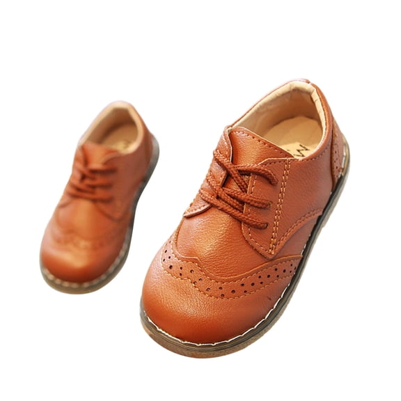 QUOTAY Black Boys Girls British Style Dress Shoes Children Shoes School Style Casual Shoes Kids Slippers Age 1-6 Brown，2-2.5 Years