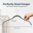 thumbnail image 2 of SereneLife 50-Piece Shirt Hangers, Premium Non-Slip Velvet Hangers Pack with 360° Swivel Hooks, Slim Space-Saving Design for Tops, Jackets, Blouses, & Strappy Dresses, Supports 8 lbs (Grey), 2 of 7
