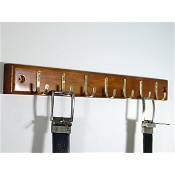 Home Essential Belt Hanger Bar with 7 Belt Hooks in Walnut