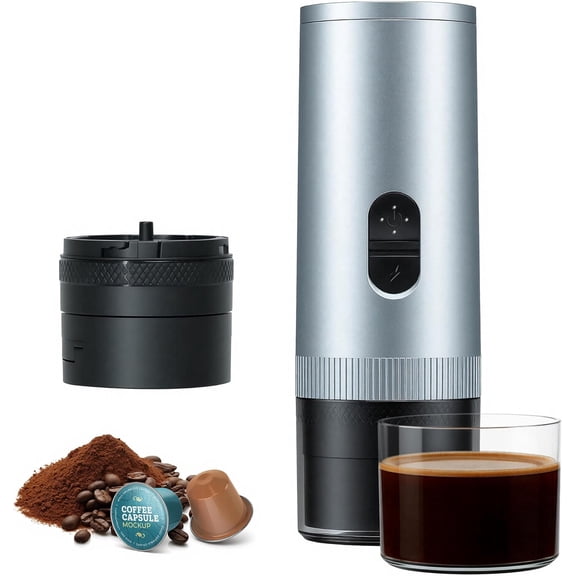 Portable Coffee Maker Electric Espresso Machine, 20 Bar Coffee Espresso Maker for Travel Self-Heating, Battery Powered with USB-C, 7800mAh, 2-IN-1 for Ground Coffee & NS Capsule, for Hiking, Office