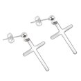 thumbnail image 3 of Pendientes de Perno Colgante Cruz Color Plata Pulida Sunnimix Pendiente cruzado de acero inoxidable, 3 of 8