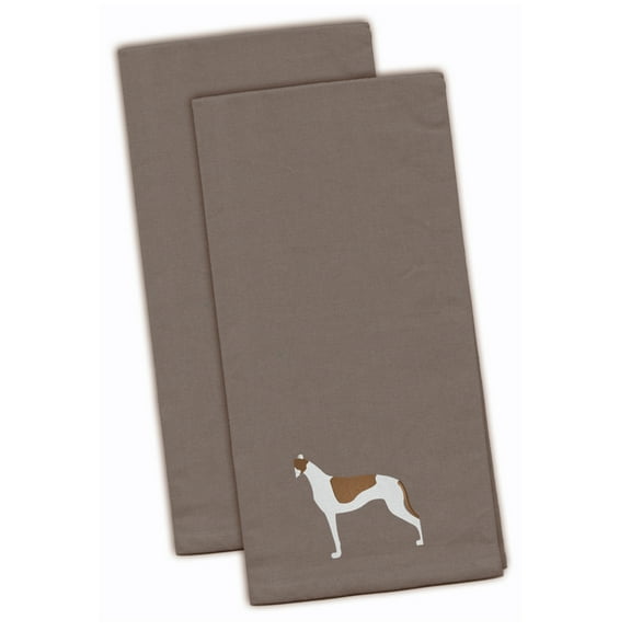 Greyhound Gray Embroidered Towel Set of 2